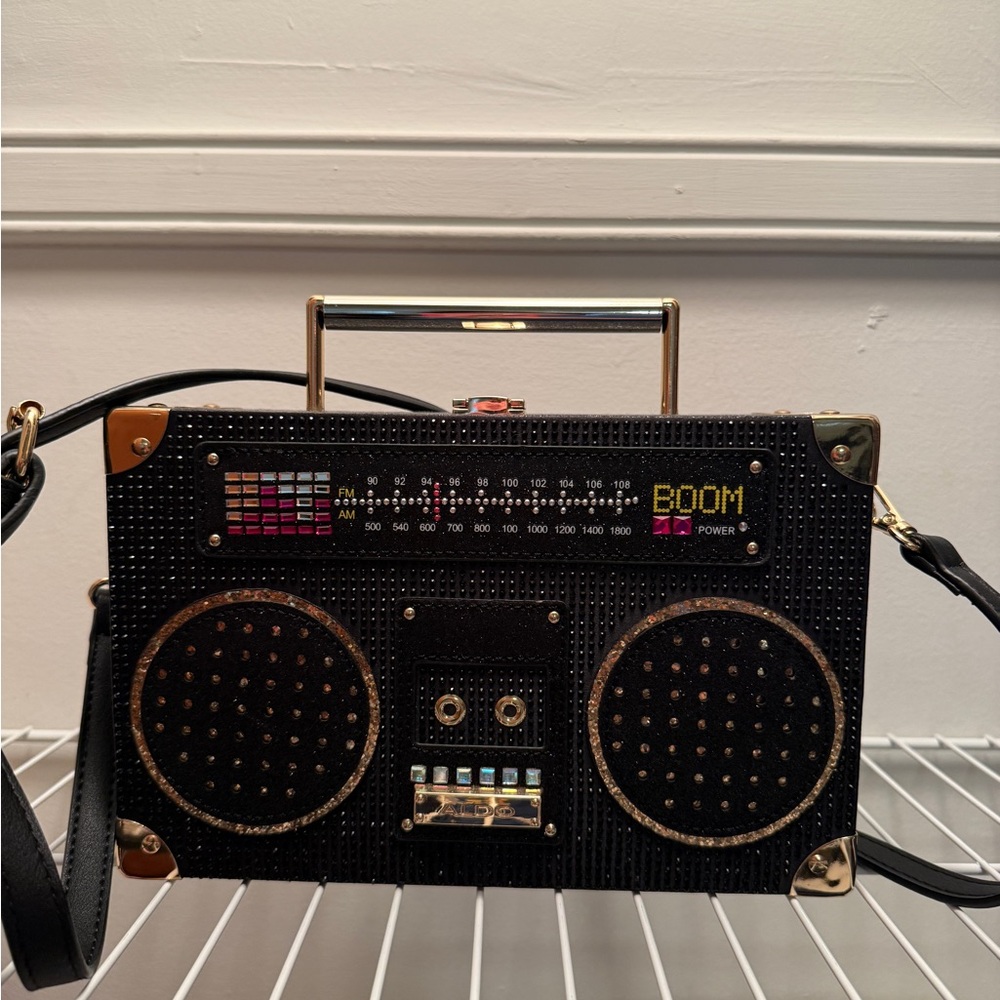 Aldo Black Satchel with Gold Accents - Radio Design